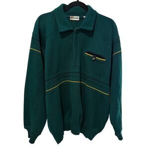 Vintage 80s/90s McGregor Wool-Blend Green Polo Long Sleeve Pullover Sweater-M/L